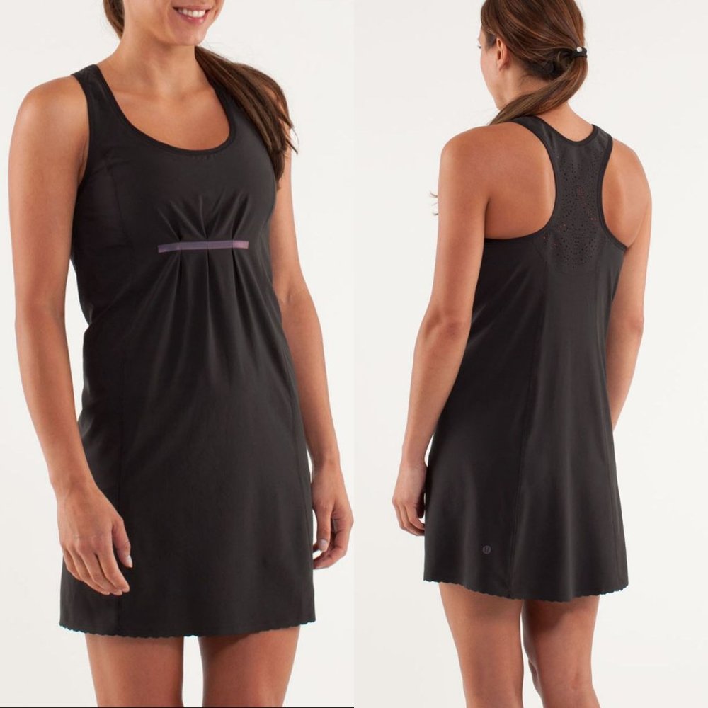 Lululemon Run In The Sun Black Racerback Mini Tank Dress
